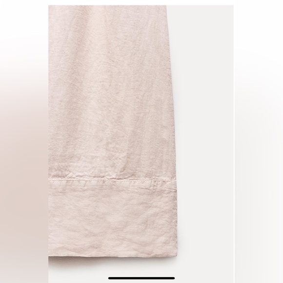 Zara 100% Linen Palazzo Pants Wide Leg Mid rise ZW Light Pastel Pink Size XS NWT - Picture 10 of 16